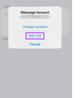 sign out iMessages details to fix icloud and imessage accounts are different