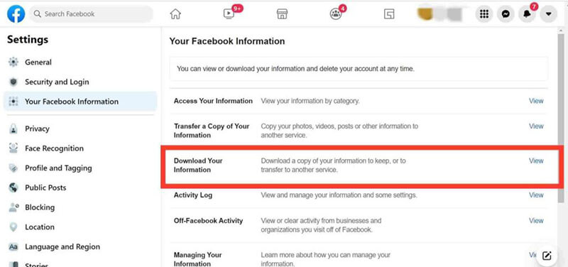 recover deleted facebook photos via Facebook Archive