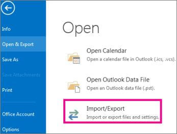 export outlook folders