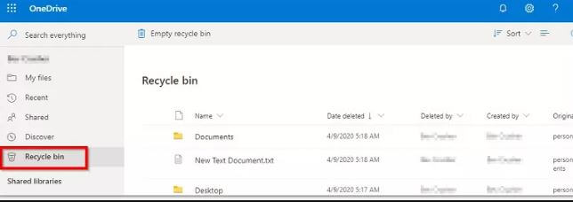how to recover a deleted excel file from OneDrive Recycle Bin