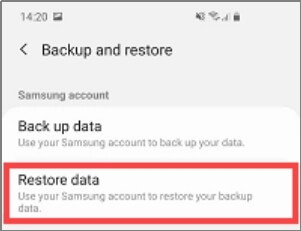 restore data from Samsung Cloud