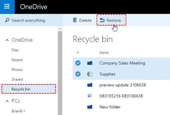 how to recover deleted excel file from OneDrive Recycle Bin