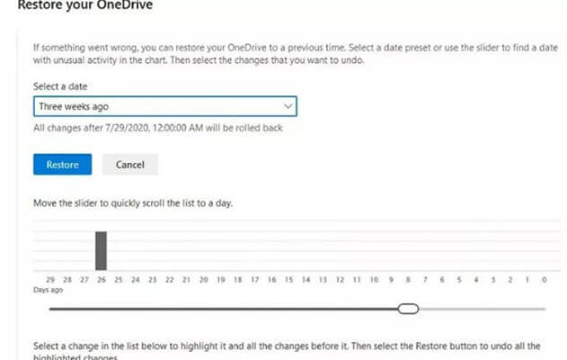 how to recover an excel file that was deleted using Restore OneDrive