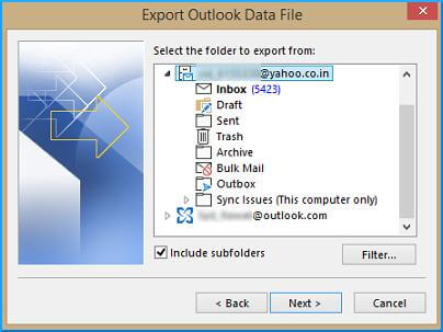 select to export data file