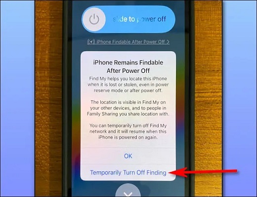iphone findable after power off