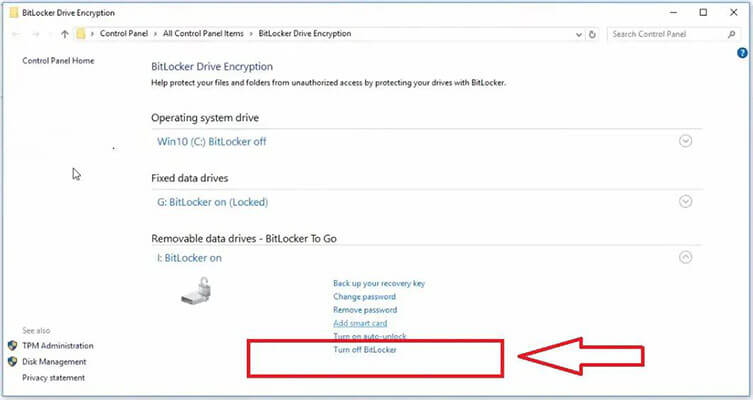 Turn Off Bitlocker