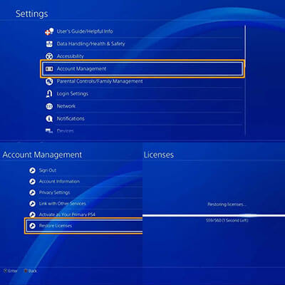 fix ps4 error ce-34878-0 via restoring licenses