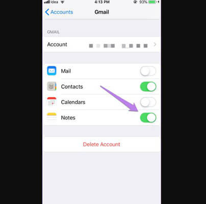 fix icloud notes not syncing via removing other accounts