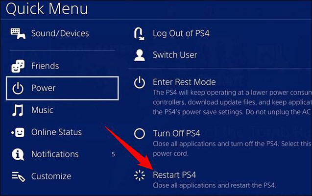 fix ps4 error ce 34878 0 via restarting PS4