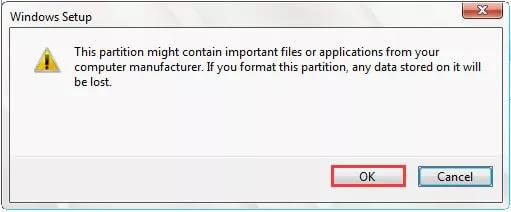  press ok to format hard drive from bios