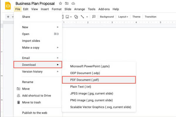 how to save google slides as pdf