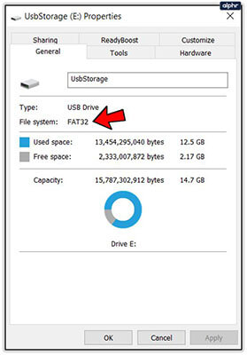 FAT32 file system of properties