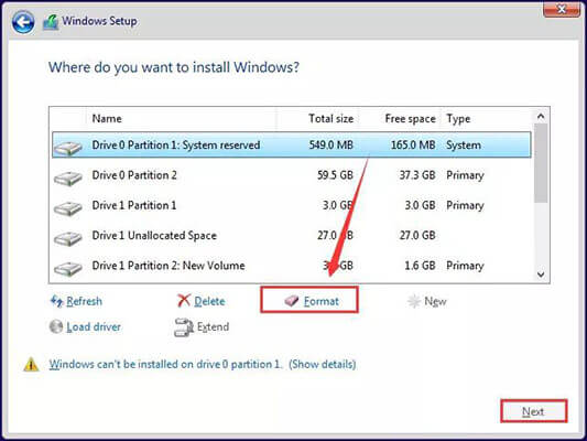 format hard drive from bios