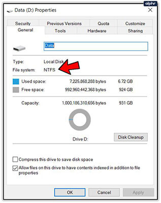 NTFS file system of properties