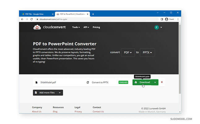 how to convert pdf to google slides via cloudconvert