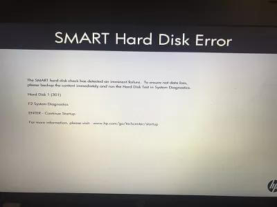 smart hard disk error 301