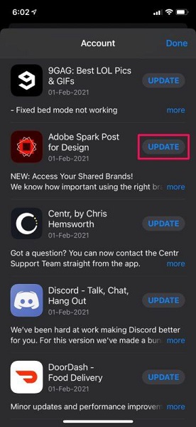 iphone apps wont update