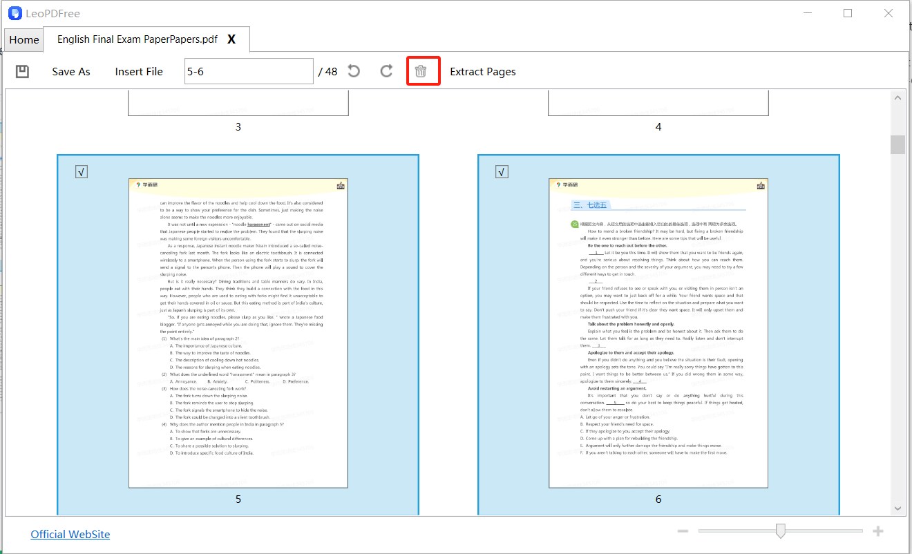 pdf page deletion on chrome
